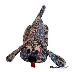 Vintage Flowered Stuffed Puppy Dog Sitter Decoration Fabric Dog